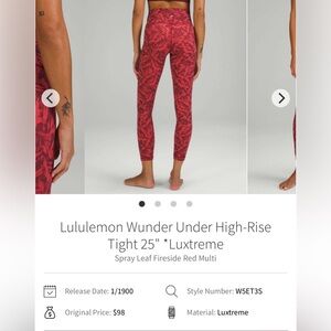 Lululemon Wunder Under High-Rise Tight 25" *Luxtreme